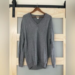 Vintage L.L.Bean Lambswool V-Neck Sweater | 1990s | Oversized | Gray